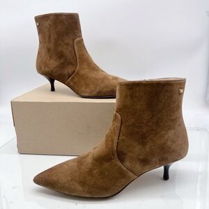 Stuart Weitzman 45MM Mara Pointed Toe Ankle Boots Espresso Brown Suede US 7